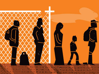 Refugees for Christianity Today editorial illustration vector