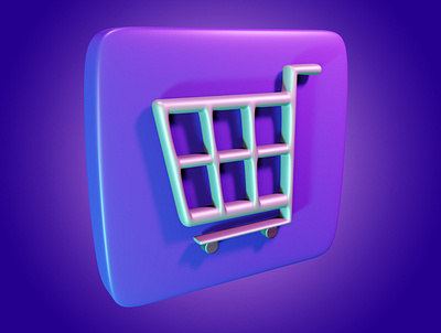 cart 3d icon button ecommerce ui