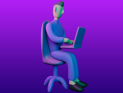 3d illustration of a man working on a report 3d character ui