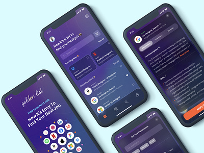 Golden List - UI Kit for Job Listing iOS App