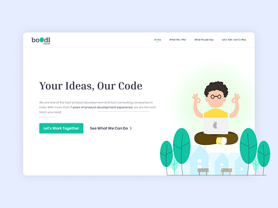 Your Ideas, Our Code - Landing Page Concept Design clean design landing page minimal ui website