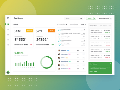 Billing App - Dashboard Design analytics billing clean dashboard green minimal product software ui ux web app white