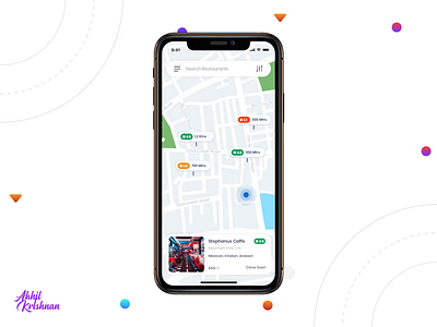 Daily UI Challenge 029 - Map android animation app challenge clean comment creative dailyui design dribbble food gif ios map minimal prototype restaurant search ui ux