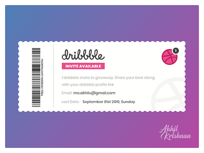 1 dribbble invite available for giveaway challenge clean creative design dribbble dribbble invites giveaway invitation invite minimal new player playoff shot ticket welcome works