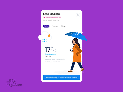 Daily UI Challenge 037 - Weather andoroid animation app apple challenge clean creative dailyui dailyui 037 design dribbble figma ios minimal mobile principle prototype ui ux weather