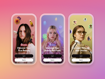 QUEENS 👑 #1 android app beauty branding community concept experimental figma graphic design ios login mobile onboarding photoshop product design responsive signup ui ux welcome