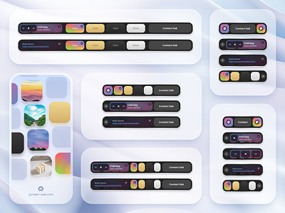 Oak Action Bar 🔮 app artist audio branding contact design device experimental figma high fidelity interaction music porfolio product design responsive theme ui ux webflow website