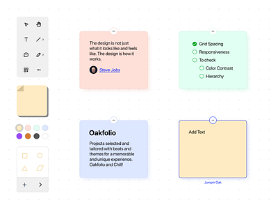 Oakjam 🗒 app brainstorm canvas collaboration design diagram experimental figma management note producitvity product design relation requirement software team tool ui ux whiteboard