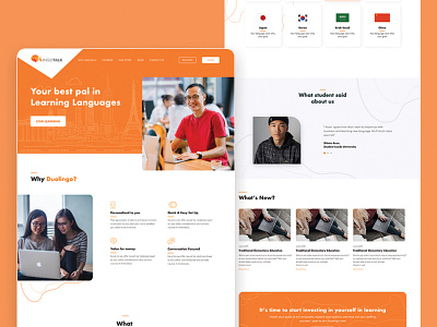 Lingotalk Landing Page clean design concept design corporate website education website landing page orange startup ui uiux website