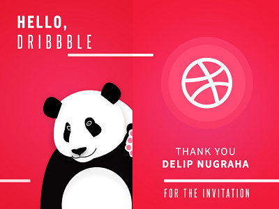 First Shoot dibbble first shoot hello panda pink thank you vector