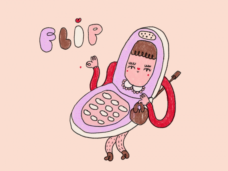 flip phones just wanna have fun 2d character adobe photoshop animated gif animated illustration animation animation 2d cartoon cute illustration flip phone frame by frame gif illustration y2k