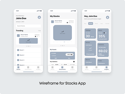 Stonks Wireframe dribble shot inspiration stocks stocks app ux design wireframe