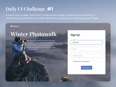Daily UI Challenge#1: Sign Up Page dailyui sign up ui ui design