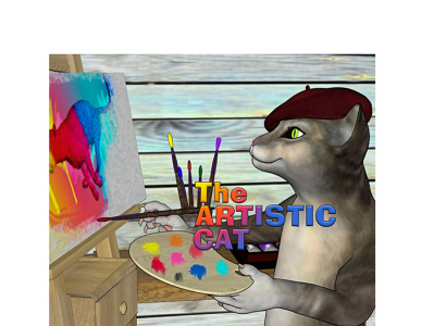 The Artistic Cat cat childrens illustration illustration logo