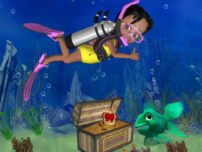 Diver childrens illustration illustration swimming