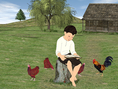 Young Abe Reading abe lincoln childrens illustration illustration