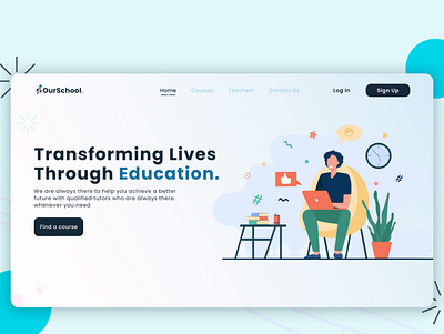 OurSchool. - Educational Website landing Page Design blue design educational landing page ui