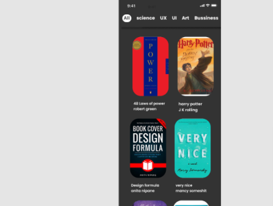 mobile ui design for books