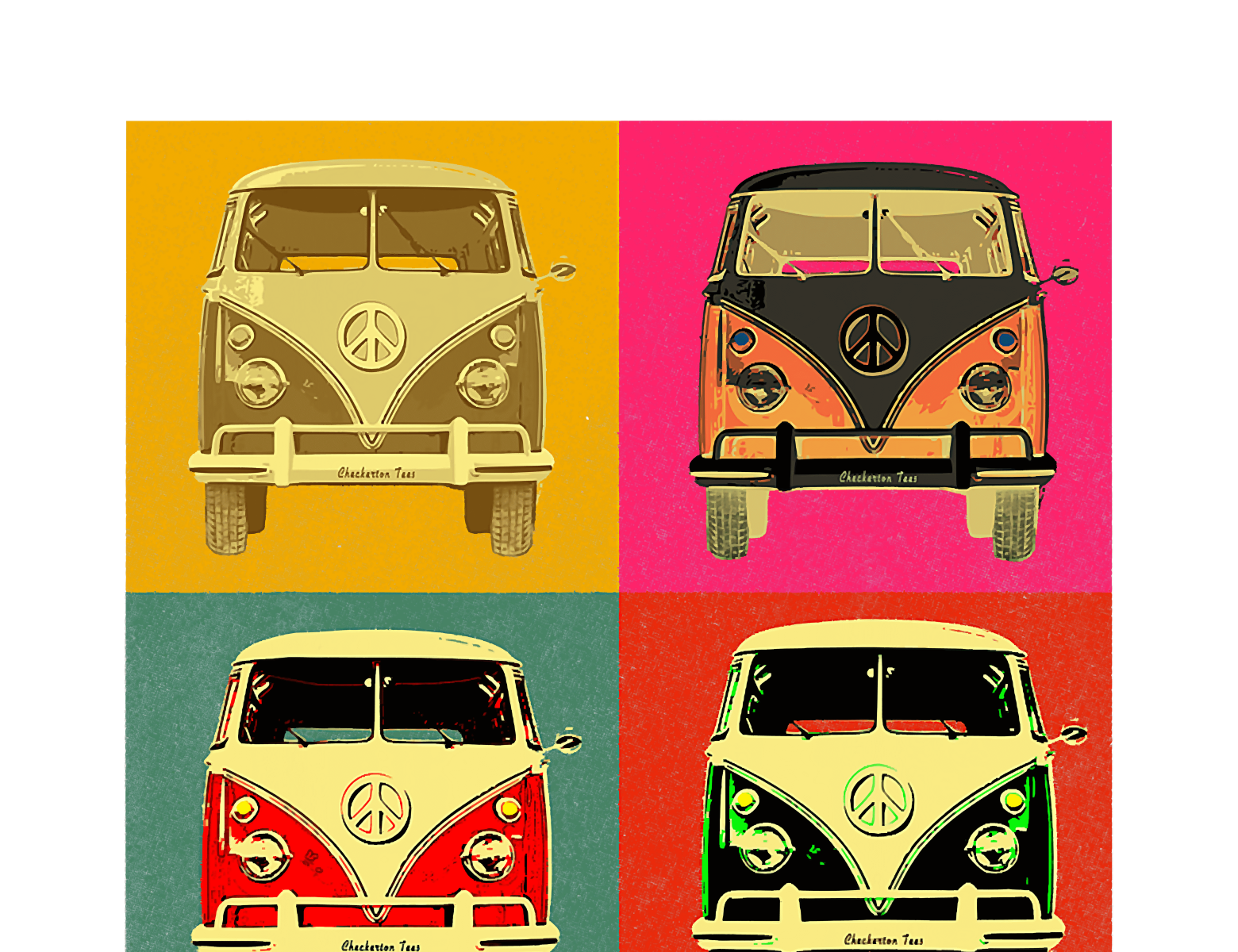 Vintage 1960s Hippie Micro Bus Van Pop Art Styled T Shirt by Thuy Trang