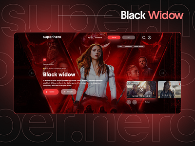 Black widow website concept design ui\ux black widow design landing ui ui ux ux web design