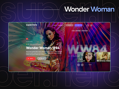 Wonder Woman website concept design ui\ux app design landing ui ui ux web design wonder woman
