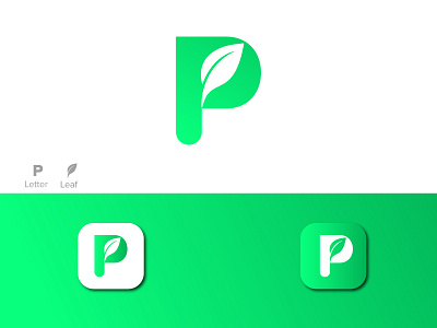 Modern Letter P With Leaf Logo Design