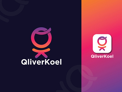 Modern QK Letter Logo 3d animation branding graphic design logo motion graphics ui