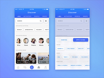 Discover Screen app card discover filters ios mobile tags user interface