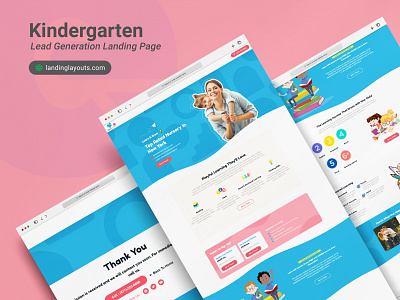 Kinder Garten Kids School Lead Generation Landing Page branding design landing page lead generation template wordpress