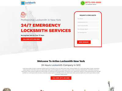 Best Local Locksmith Service Lead Generation Landing Page branding design illustration landing page lead generation logo template wordpress