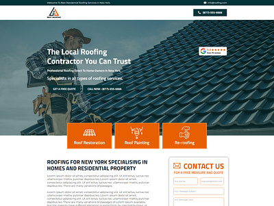 Best Residential Roofing Services Lead Generation Landing Page branding design landing page lead generation logo template wordpress