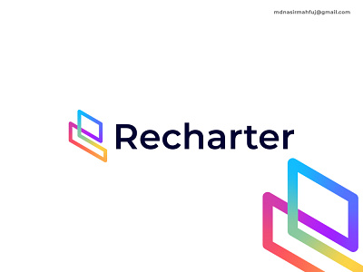 recharter | Letter R Branding Logo 3d brand design branding business company logo business logo creative logo gradient gradient logo letter logo letter r logo logo logo concept logo design modern logo professional logo r letter logo concept recharter branding logo