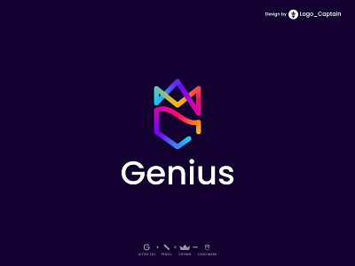 Genius Education Logo Concept | Letter G + Pencil + Crown