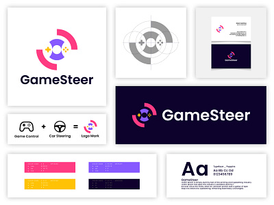 GameSteer - Brand Identity 3d game logo best logo designer brand guide brand identity branding business logo brand book car game company style guide creative logo ecommerce game game controller gaming logo logo logo concept logo mark minimalist logo modern logo professional logo racing logo concept