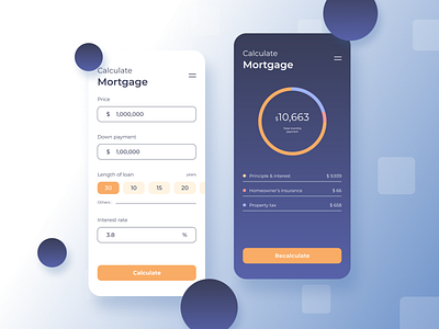 Mortgage Calculator app appdesign calculator dailyui design designing figma minimal mobile mortgage calculator ui uiux ux uxdesign