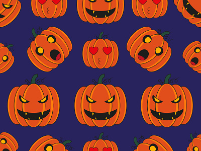 Halloween pumpkins and a seamless pattern design graphic design halloween holiday illustration jack pattern pumpkin seamless seamless pattern vector