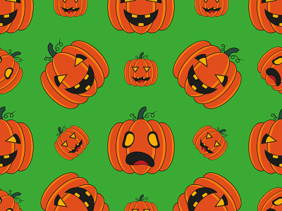 Halloween pumpkins and a seamless pattern design graphic design halloween holiday illustration jack pattern pumpkin seamless seamless pattern vector