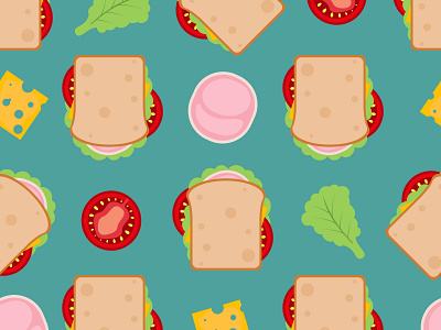 Sandwich-themed seamless pattern for National Sandwich Day background cheese design graphic design ham illustration pattern sandwich seamless seamless pattern texture vector vegetables