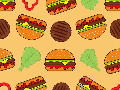 Seamless pattern on a burger theme for National Sandwich Day background burger design fastfood food food pattern graphic design illustration pattern seamless seamless pattern texture vector