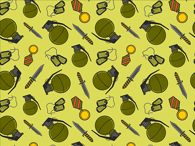 Military seamless pattern with grenades