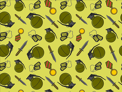 Military seamless pattern with grenades design graphic design grenade illustration knife military pattern seamless seamless pattern token vector
