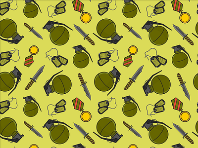 Military seamless pattern with grenades