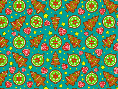 Gingerbread Christmas seamless pattern christmas christmas pattern design gingerbread graphic design holiday illustration new year package packaging pattern seamless seamless pattern vector wrap