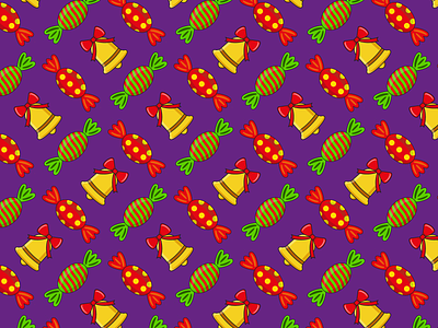 Seamless pattern with sweets and bells bell candy christmas design graphic design illustration new year pattern seamless seamless pattern sweets vector