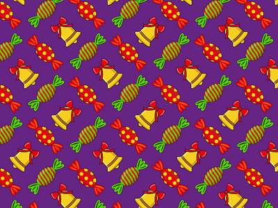 Seamless pattern with sweets and bells bell candy christmas design graphic design illustration new year pattern seamless seamless pattern sweets vector