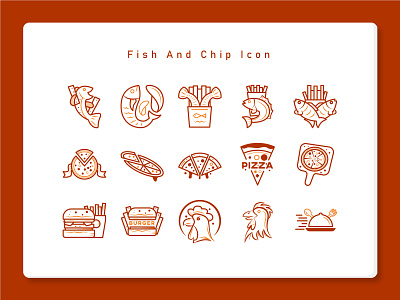 Fish and chips icon chips fish food fried chicken icon icon set illustration ui