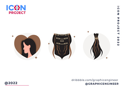 Icon Project - Hair Extention Icon Set branding brown flaticon hair icon icon design icon set illustration ui woman