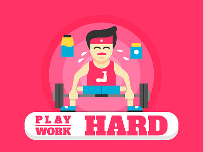Play hard work hard dribbble extreme gym hard icon icon design illustration play shot shots sport vector work