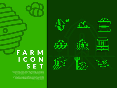 Farm Icon Set branding design flaticon fresh icon green icon icon app icon design icon set illustration line icon ui