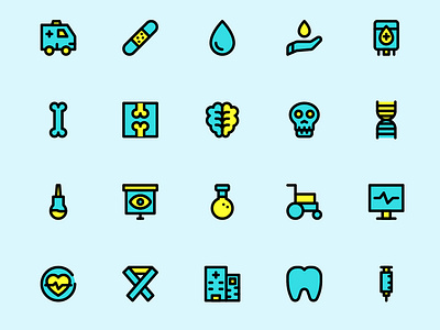 Medical Icon blue filled icon icon set medic medical medical icon pixel perfect yellow